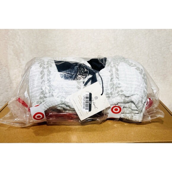 Trellis Pattern Cotton Throw Blanket Green/Cream - Hearth & Hand with Magnolia - Picture 5 of 5